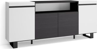 Skraut Home Aparadores Para Sal&oacute;n, Gran Capacidad De Almacenaje, 200x87x35cm, 4 Puertas, Dise&ntilde;o Industrial, Estilo Moderno, Blanco Y Negro - Skraut Home