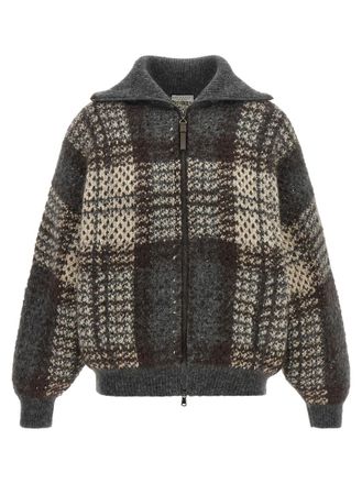 Brunello Cucinelli Grey Plaid Shirt Collar Jacket