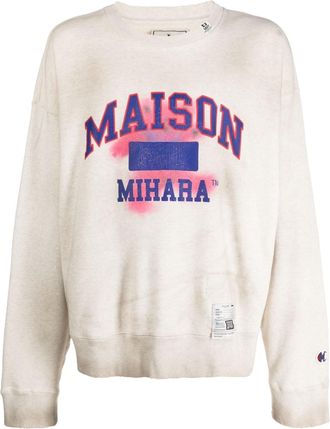 Miharayasuhiro logo-print cotton sweatshirt - men - Cotton - 52 - Neutrals