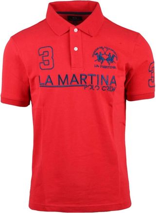 La Martina Tops, Heren, Rood, M, Katoen, Polo Shirt
