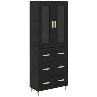 vidaXL Highboard with Drawer Black Oak 69.5 x 34 x 180 cm vidaXL