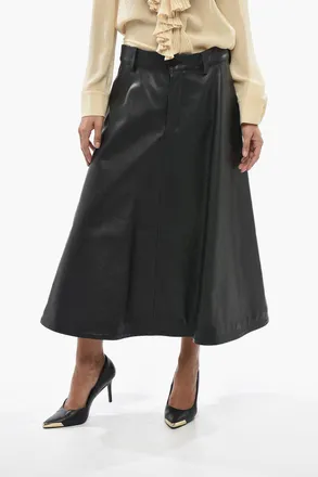 Balenciaga Gonna a Ruota in Pelle con Passanti Balenciaga