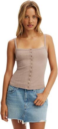 Cotton On Womens Henley Tank in Taupe at Nordstrom, Size Xx-Small