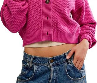Free People Lila Button-Front Cardigan In Plumdrop