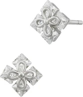 Savvy Cie Jewels Silver Cz Stud Earrings