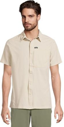 Columbia Sage Peak Woven Short Sleeve Shirt Mens Clothing Dark Stone : LG, Elastane/Nylon