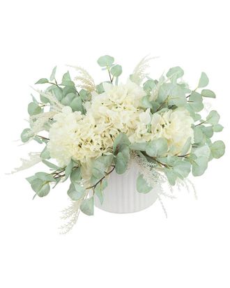 Creative Displays Inc. Modern Faux Floral With White Hydrangeas & Eucalyptus