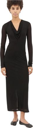 Toteme Elegante Draped V-Neck Maxi Jurk - Dames - Maxi kleedjes - Zwart - S - Kleedjes