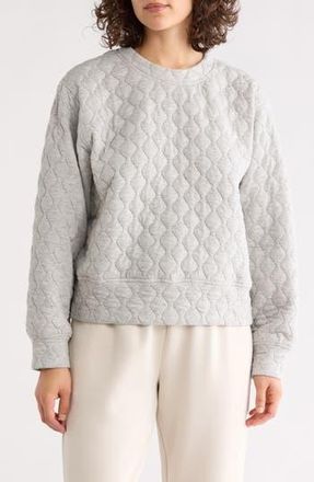 Zella Retreat Quilted Crewneck Sweatshirt in Grey Mirage Heather at Nordstrom Rack, Size X-Small