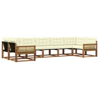 vidaXL Conjunto De Sof&aacute;s De Exterior Con Coj&iacute;n 7 Pcs Natural Y Crema Vidaxl