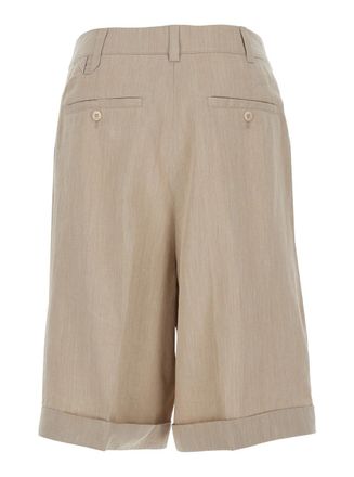Jacquemus Mens Shorts Le Pastro Beige Linen Blend