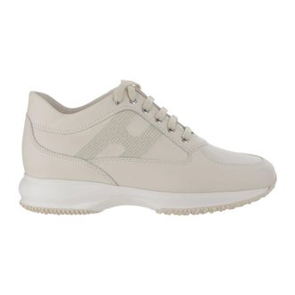 Hogan Leather Lace-Up Trainers Ivory Italy