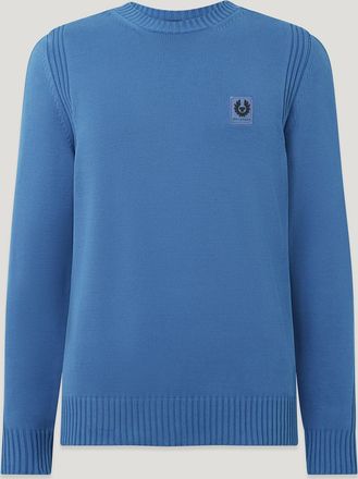 Belstaff Watch Sweater Light Mens Fade-out Garment Dye Cotton Marine Blue Size 2XL