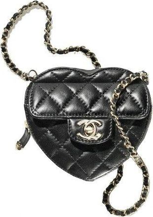 Chanel Small Black Lambskin Heart Bag