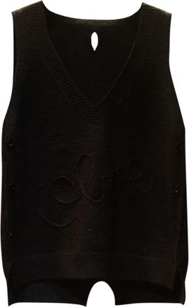 Generic Womens Sleeveless Jumpers V-Neck Knitted Waistcoats Plain Knit Tank Top Ribbing Sweater Vests Crochet Gilets with Buttons Side Knit Jacket Vest for Ca