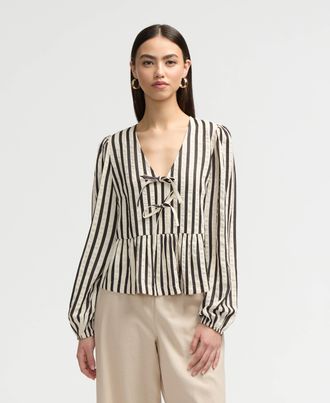 NVLT Womens Long Sleeve Peplum Top