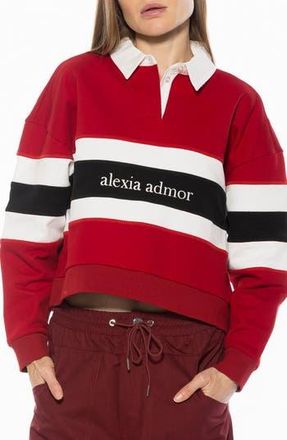 Alexia Admor Lucian Branded Rugby Polo Sweatshirt in Burgundy Multi at Nordstrom Rack, Size X-Large