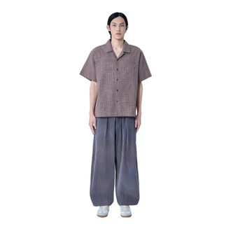 Story mfg. STORY mfg., Short Sleeve Shirts, male, Brown, Size: XL Checkered Short Sleeve Shirt