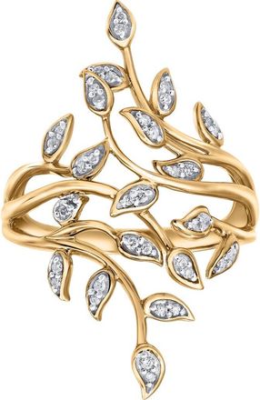 LuvMyJewelry Aurora Leaf 0.15 Ct 14K Gold Diamond Ring in 14K Yellow Gold at Nordstrom, Size 7