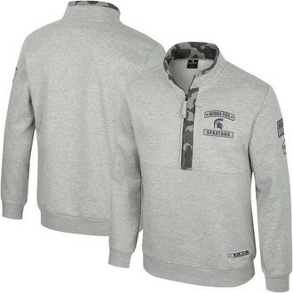 Colosseum Mens Colosseum Heather Gray Michigan State Spartans OORAH OHT Military Appreciation Fleece Quarter-Zip Jacket at Nordstrom, Size Medium