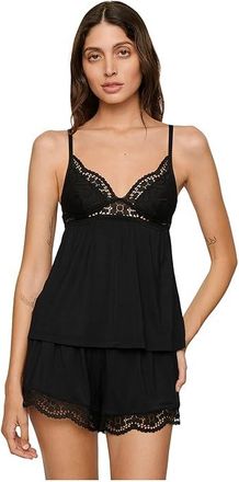 Eberjey Beatrix Cami Shorts Pj Set Womens Pajama Sets Black : XS, Elastane/Modal/Tencel