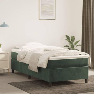 vidaXL Vidaxl - Estructura De Cama Sin Colch&oacute;n Terciopelo Verde Oscuro 90x190cm