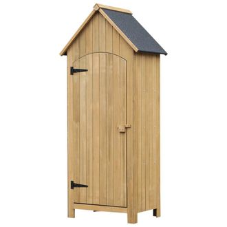 OUTSUNNY Armario de jard&iacute;n 77.5x54.2x179.5 cm madera natural