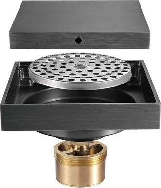 OEM Caniveau De Douche - 10x10 Cm - Siphon De Sol En Laiton - Noyau Antiodor - Couvercle Amovible Et Filtre &Agrave; Cheveux - Pour Salle De Bain Et Douche &Agrave; L I