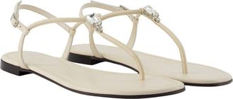 Giuseppe Zanotti Womens Muse Sandals - Giuseppe Zanotti Leather Ivory Calfskin Shoes Flat-Shoes