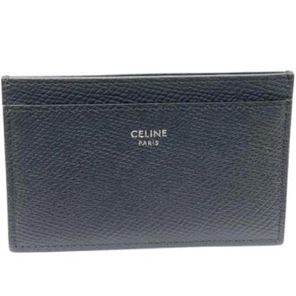 Celine Pre-owned Wallets, female, Blue, Size: ONE SIZE Pre-owned Grained Calfskin Card Holder