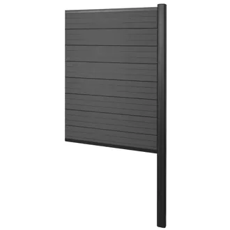 Hhg Hhg - Wpc Pantalla De Privacidad Sarthe, Valla Cortavientos, Poste De Aluminio Para Fijar En Hormig&oacute;n, Elemento De Extensi&oacute;n Estrecho, 95cm Antracita