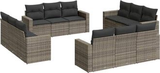 vidaXL Set De Sof&aacute;s De Jard&iacute;n 12 Pzas Con Cojines Rat&aacute;n Sint&eacute;tico Gris Vidaxl