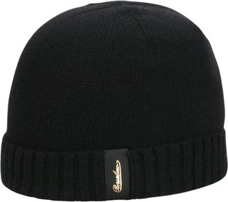 Borsalino Zachte Eco Cashmere Geribbelde Beanie - unisex - Hoeden - Zwart - ONE Size - Kasjmier - Accessoires