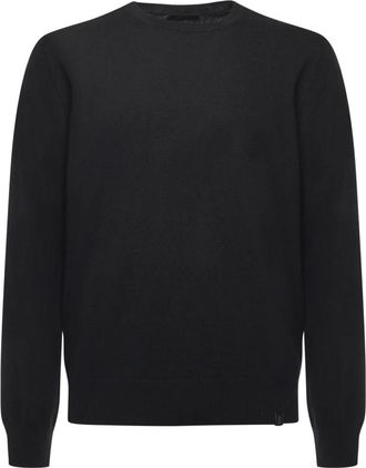 Fay Wollen trui met ronde hals - Heren - Ronde hals truien - Zwart - 2XL - Wol - Truien & Vesten