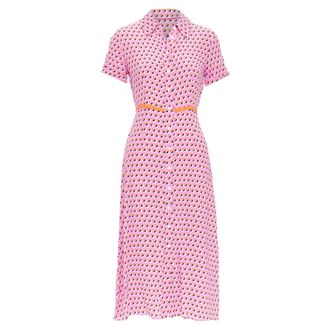 Diane Von F&uuml;rstenberg Georgia pink polka dot crepe de chine midi dress US0 XS