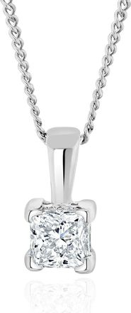 The Diamond Store 0.25ct Lab Diamond Princess Cut Solitaire Necklace in 9K White Gold