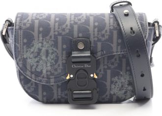 Dior Navy Canvas Leather Handbag Shoulder Bag (Pre-Owned)