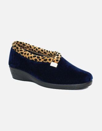 Lunar Womens Lunar Paloma Navy Ocelot Trim Slipper KLA005 - Size: 7