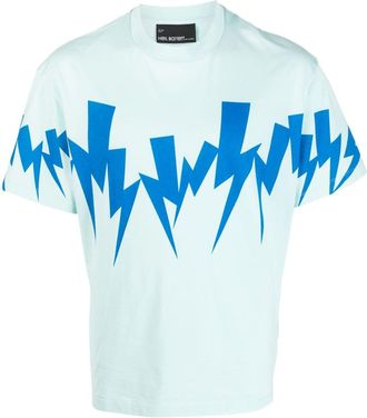 Neil Barrett Thunderbolt-print cotton T-shirt - men - Cotton - S - Blue