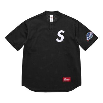SUPREME S Logo Baseball Henley Black SS25KN95-BLACK