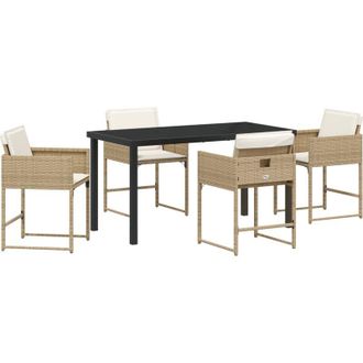 vidaXL Conjunto De Comedor De Jard&iacute;n Con Coj&iacute;n 5 Pcs Beige Polirat&aacute;n Vidaxl