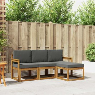 vidaXL Vidaxl Set Di Divani Da Esterno 4 Pz Naturale E Antracite