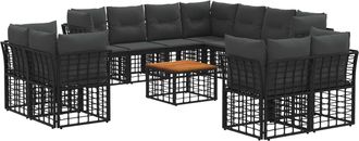 vidaXL Conjunto De Sof&aacute;s De Exterior 12 Uds. Negro Y Gris Oscuro Vidaxl