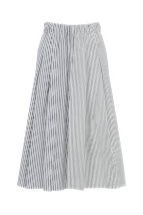 JEJIA Wide-Leg Striped Culottes with Elasticated Waistband