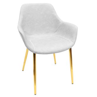 Leisure Mod Markley Modern Leather Dining Arm Chair With Gold Metal Legs Set of 4