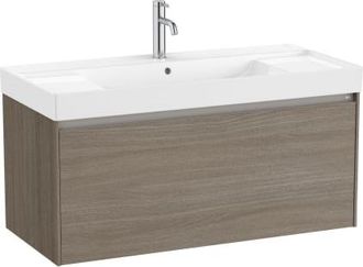 Roca Mueble Lavabo Blanco 1000x460 Ona Standard 1 Caj&oacute;n Olmo Oscuro
