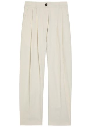 STUDIO NICHOLSON Pleated Barrel-leg Woven Trousers - Beige - 12 (UK12 / M)