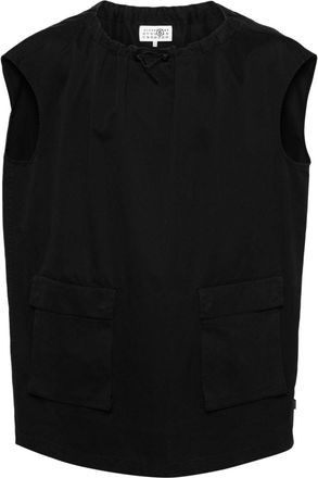 Maison Margiela gathered-neck cotton dress - women - Cotton - 38 - Black