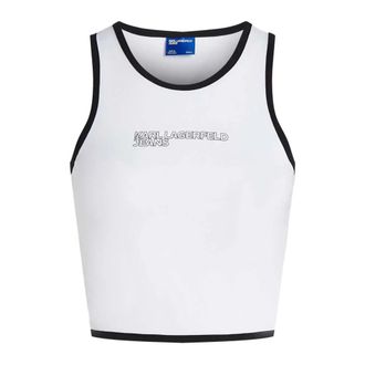 Karl Lagerfeld TOP Donna KLJ Outline Logo TOP - Dames - Tops zonder mouwen - Wit - M - Katoen - Tops