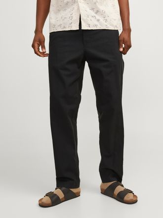 Jack & Jones Stoffhose JACK & JONES JPSTKANE SUMMER JOGGER SN, Herren, Gr. XS, N-Gr, schwarz, Web, Obermaterial: 74% Baumwolle, 26% Leinen, unifarben, relaxed fit 